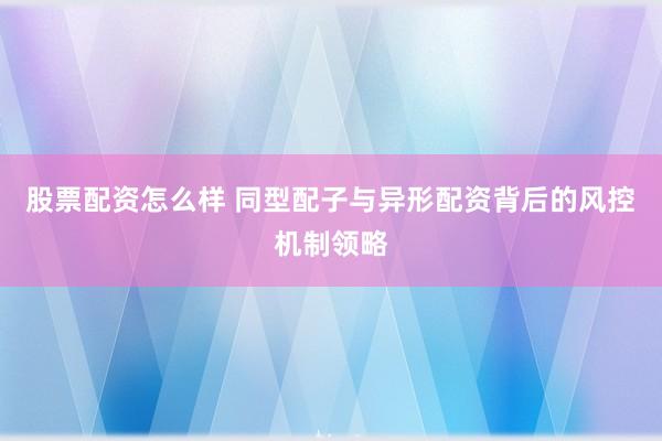 股票配资怎么样 同型配子与异形配资背后的风控机制领略
