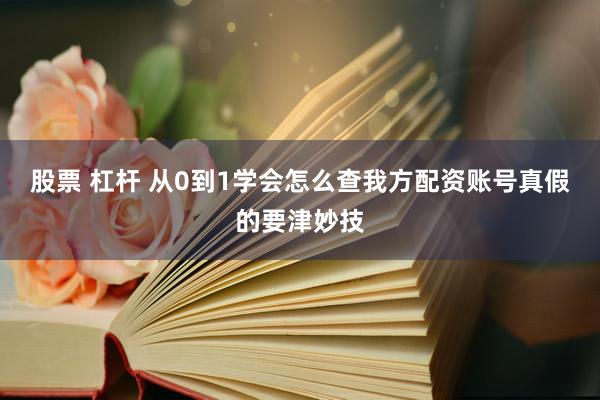 股票 杠杆 从0到1学会怎么查我方配资账号真假的要津妙技