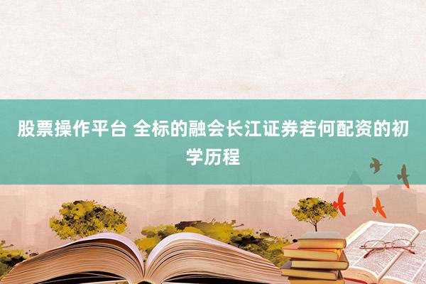股票操作平台 全标的融会长江证券若何配资的初学历程