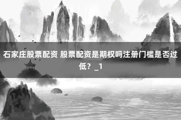 石家庄股票配资 股票配资是期权吗注册门槛是否过低?_1